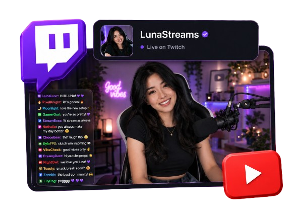 Notificação de live na Twitch e vídeo novo no YouTube